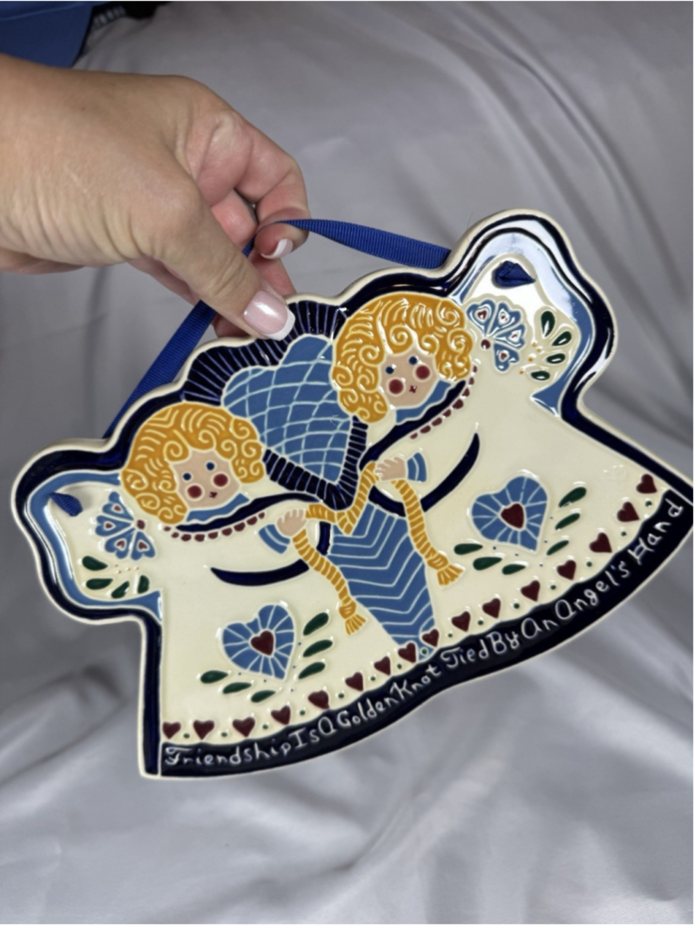 J. Duban Designs-Ft. Worth,TX. -2 Angels/Hearts-Friendship Wall Hanging Plaque